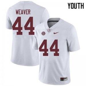 NCAA Youth Alabama Crimson Tide #44 Cole Weaver Stitched College 2018 Nike Authentic White Football Jersey DR17D40OE